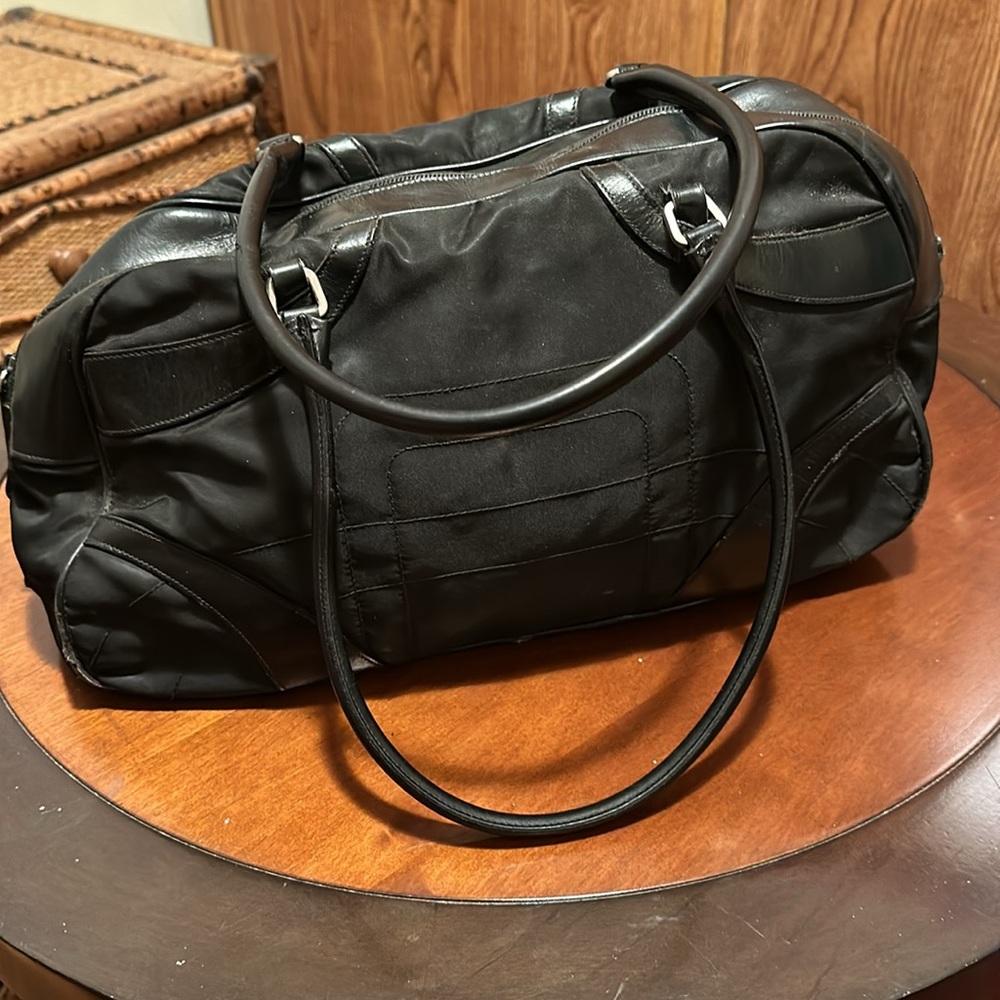 ๐บ ๐บ Vintage PRADA BAG IN BLACK COMBINATION WITH LEATHER - Picture 3 of 10
